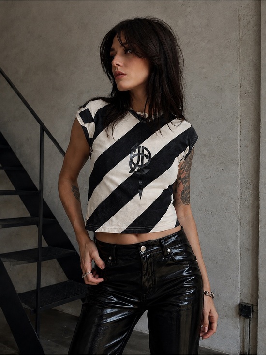 Jean Paul Gaultier Tops - Vintage off-white-and-black John Paul Gaultier crop top